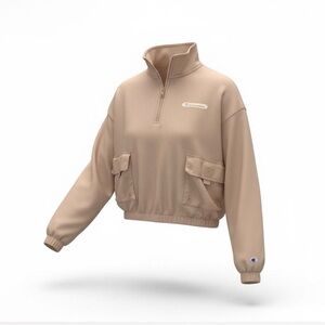 Champion Women's Beige Half-Zip Utility Pullover Jacket